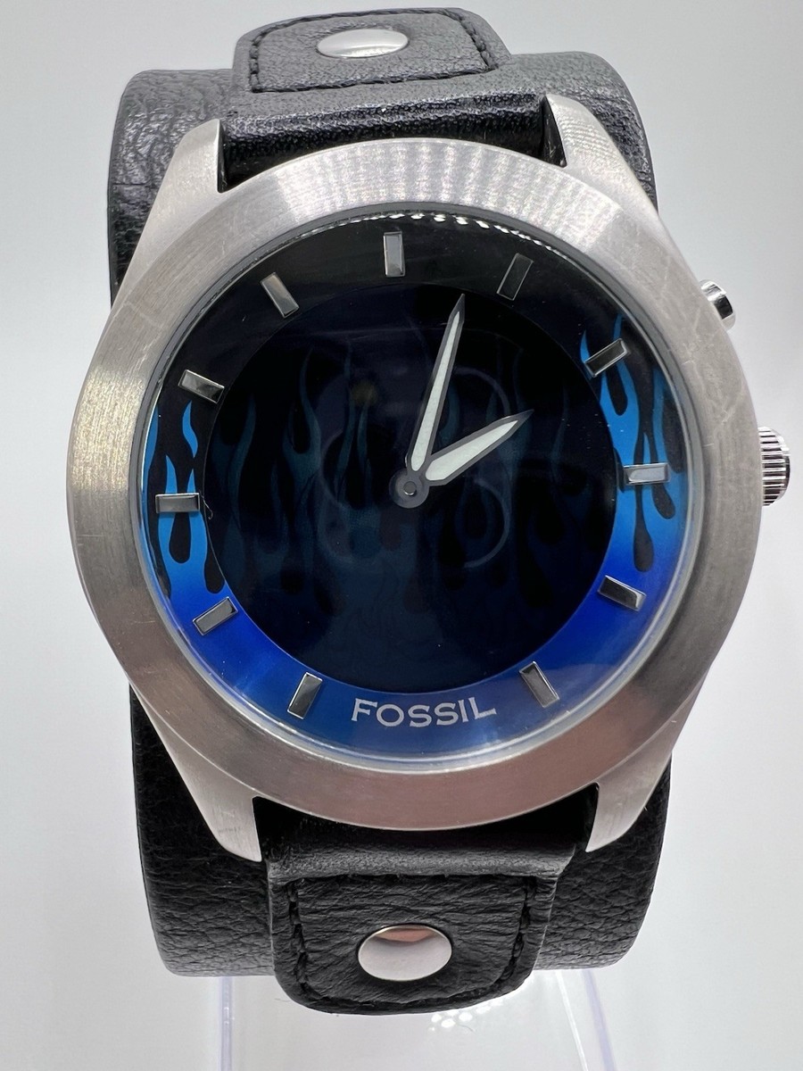 時計 fossil big tic leather analog digital Rare Early 2000's Fossil Big Tic Analog Digital Hybrid Watch