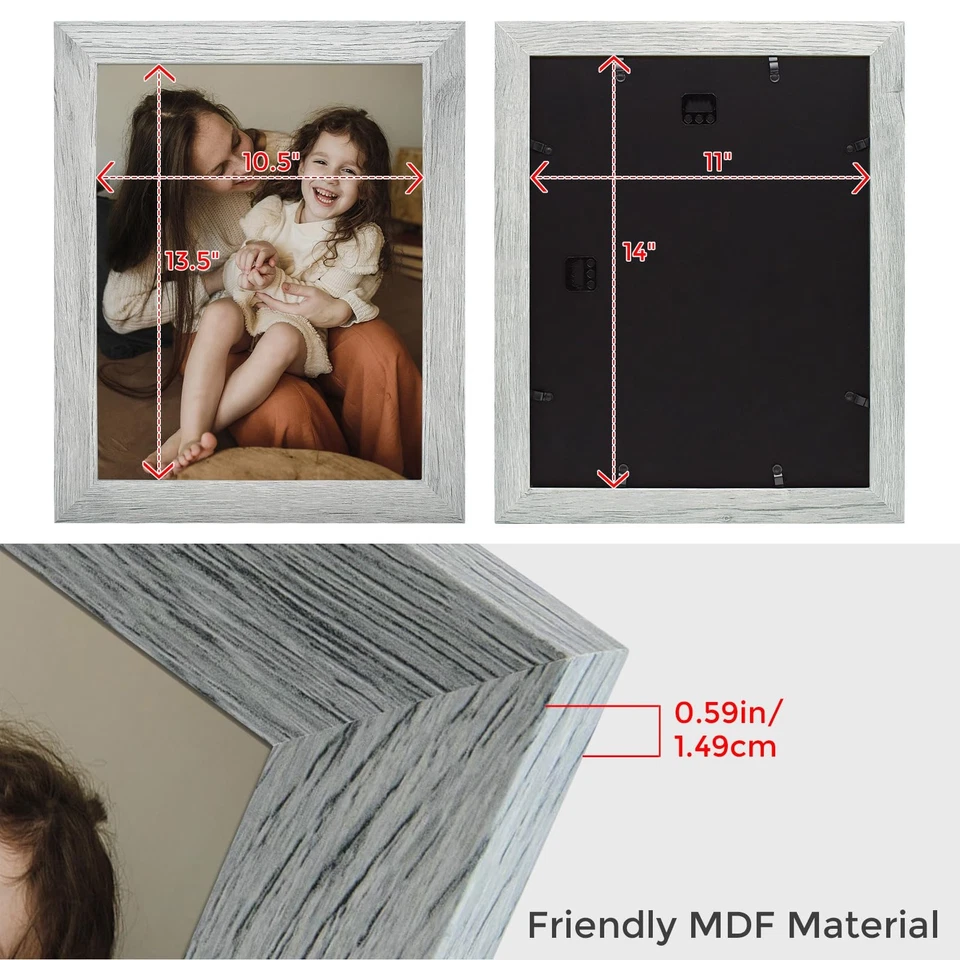 11x14 Photo Frame Set - Grey Distressed Grain Style - Frames for 11x14 Pictu... - Image 2 of 4