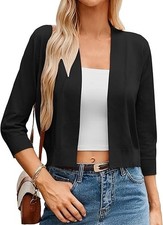 Women Cardigan Sweaters Lightweight Knit Cropped Cardigans Trendy 3/4 Sleeve