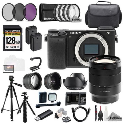 Sony a6400 + Vario-Tessar T* FE 24-70mm f/4 ZA OSS Lens+128GB+Ext Bat- MEGA Kit