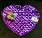 Justin Bieber Someday Purple Metallic Heart Shaped Quilted Satchel Crossbody Bag