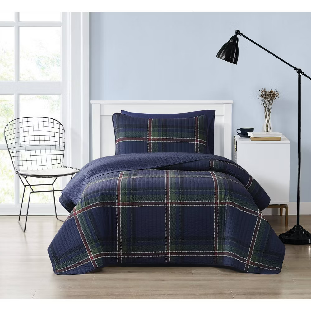 Truly Soft 2pc TwinTwin Extra Long Bronson Plaid Quilt Set 5390₽