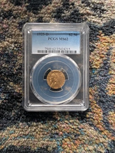 1925 D Indian Gold Quarter Eagle $2.50 Coin PCGS MS62