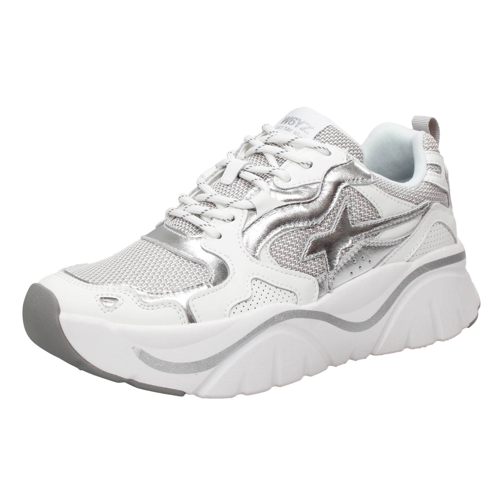 W6yz Mia - Sneaker aus Leder und Mesh weiß - Größe 38 [23,3 cm] Damenschuhe