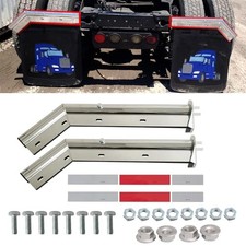 Angled Spring Loaded Mud Flap Hanger Bracket Set 1-1/8" Bolt Spacing Chrome