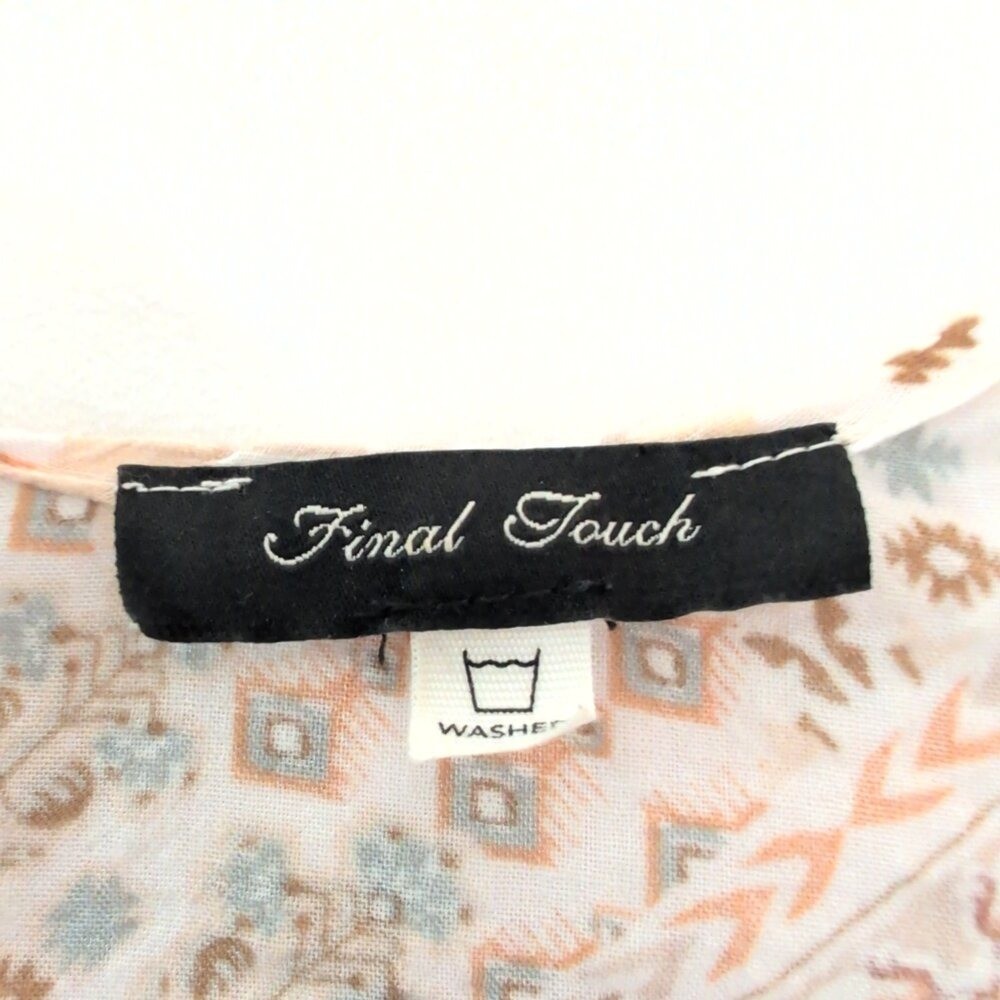 Final Touch Tan Boho Patchwork Tunic Top Size S - image 4