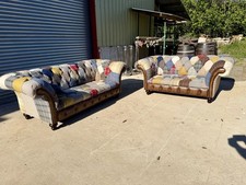 OSWALD AND PABLO PATCHWORK AND LEATHER CHESTERFIELD SOFAS FULL UK DELIVERY 