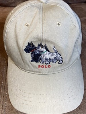 VTG Ralph Lauren Polo Sport Sportsman Dogs USA Hat Beige Khaki Scottish Terriers