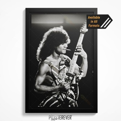Eddie Van Halen 1982 Diver Down B&W Poster Frankenstrat Guitar