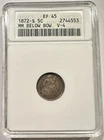 1872-S Seated Liberty Half Dime Silver ANACS XF-45 Soapbox V-4 Below Bow