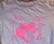 DRUM SET! Cat & Jack 4T Gray/Neon Pink Long Sleeve T-Shirt Rockstar! GOOD COND!