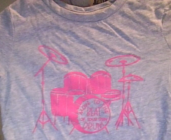 DRUM SET! Cat & Jack 4T Gray/Neon Pink Long Sleeve T-Shirt Rockstar! GOOD COND!
