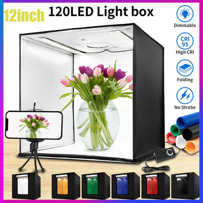 12''x12''x12'' Photo Studio Light Box Photography, Desktop Tripod Background Kit US