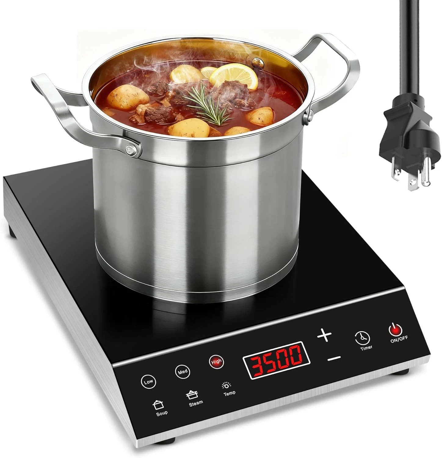 3500W Commercial Induction Cooktop with Timer & LED Display for Catering