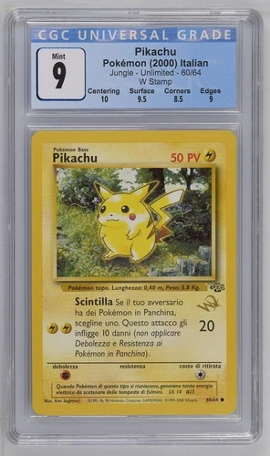 Pikachu W Stamp ITALIAN Jungle 60/64 NM CGC 9 9153
