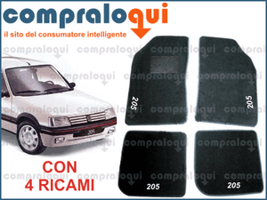 4 block PEUGEOT 205 TAPPETI tappetini AUTO su MISURA