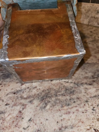 Large handmade copper birdhouse HD wrapped in copper over wood base 9w 8d 9.5t - Picture 7 of 7