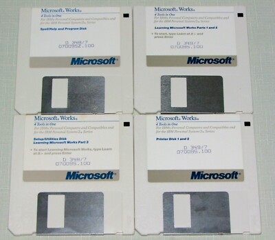 Vintage/1987 Microsoft Works 1 on 4 3,5'' Disketten. Wirklich seltene frühe Software