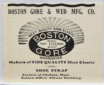 1876 Boston Gore & Web Shoe Original Print Ad Chelsea Mass
