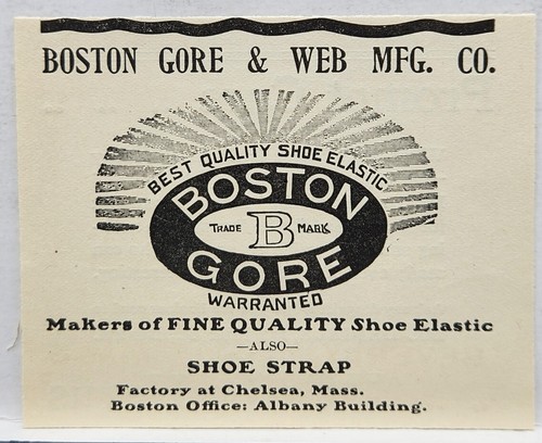 1876 Boston Gore & Web Shoe Original Print Ad Chelsea Mass