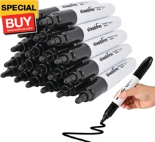 Jumbo Size Permanent Markers, Black, 20 Pack, Large Permanent Markers, King Perm