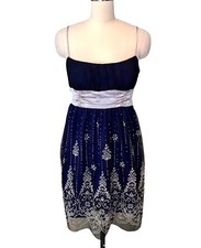 BCX Empire Waist Sequin Mini Dress Satin Tulle Shimmer Whimsi Club Women’s Sz M