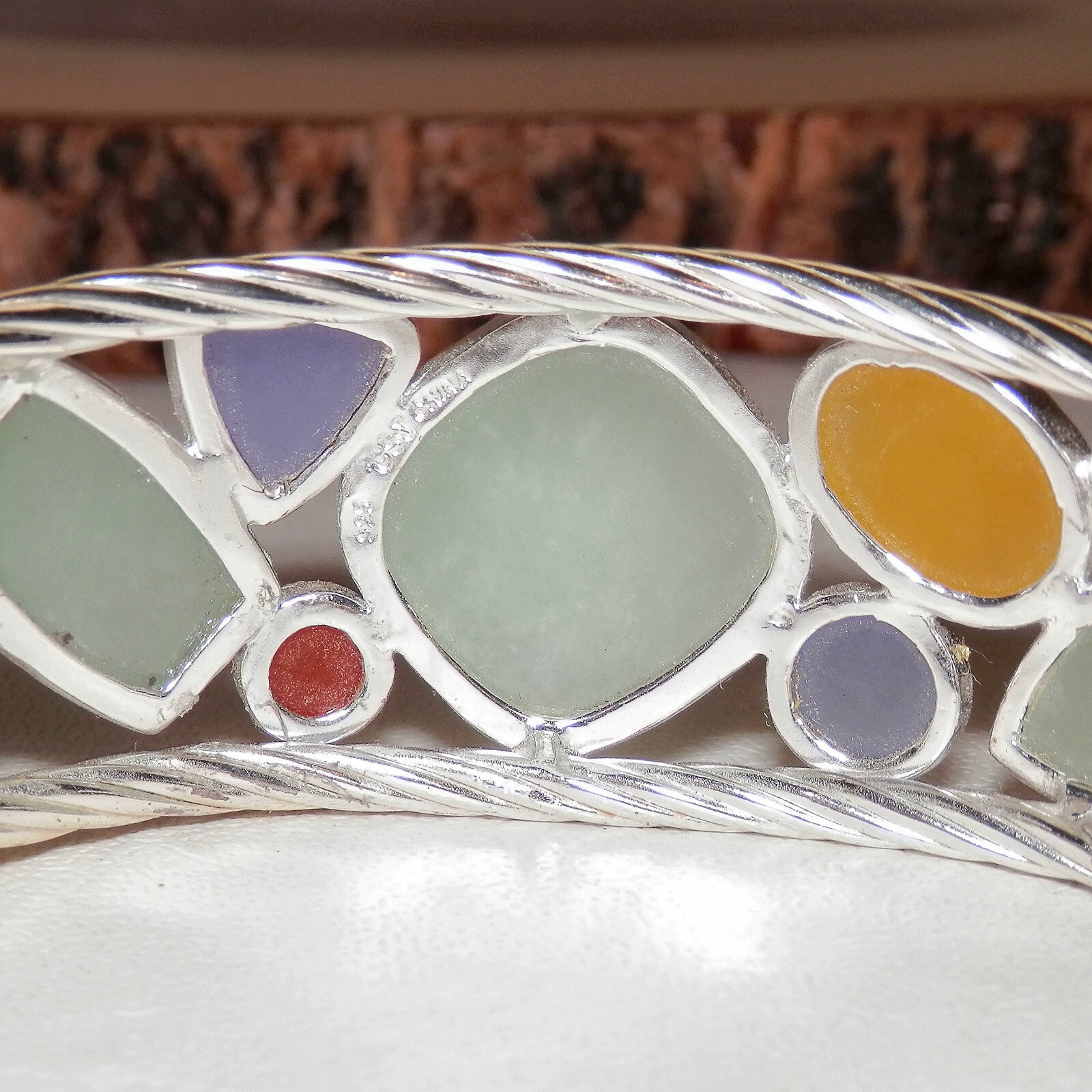 Solid Sterling Silver 925 Unique Multi Color Jade… - image 8