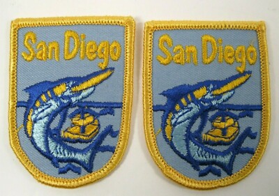 San Diego dolphin Patch (Iron on) set of 2 Vintage patches 2-3/4'' 