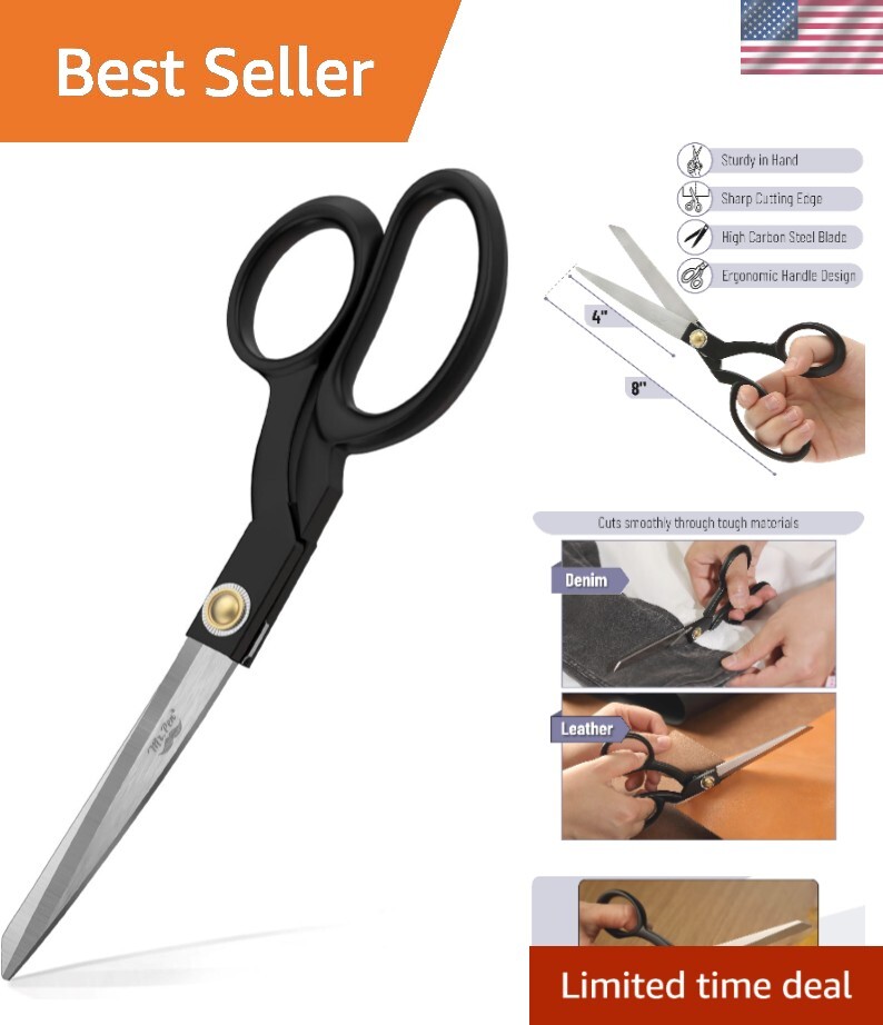 Fabric Scissors, 8-inch Black Premium Tailor Scissors, Sewing Scissors for Fa...-image