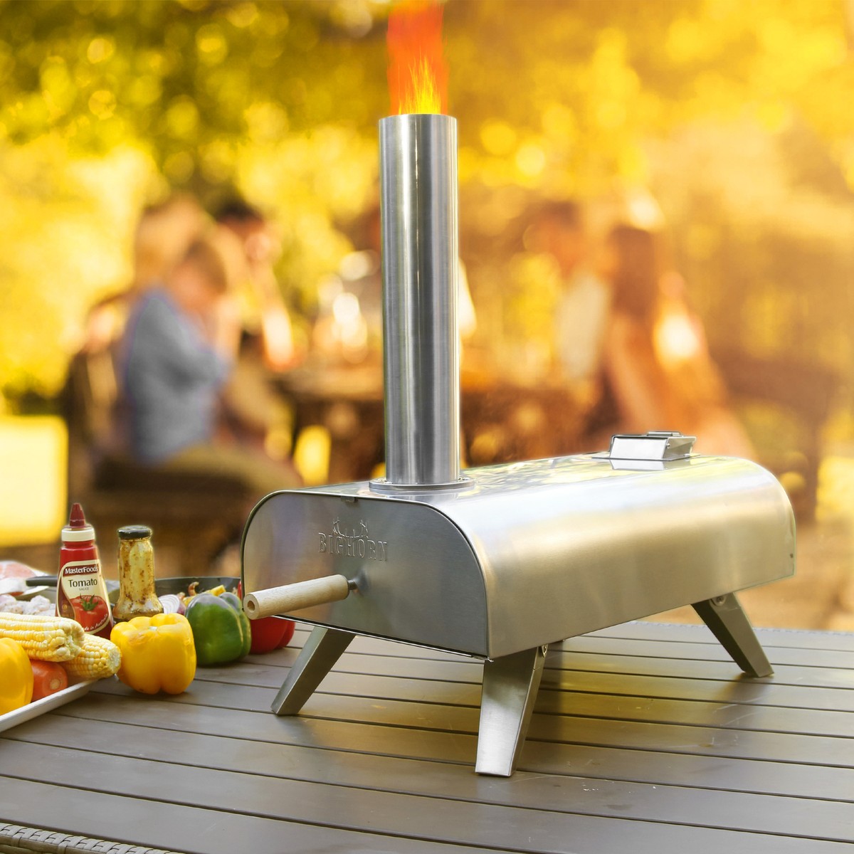 BIG HORN OUTDOORS Pizza Oven Wood Pellet Grill Wood BBQ Pizza Maker  Portable | eBay