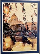 Rome Watercolor Painting - Framed & Matted 