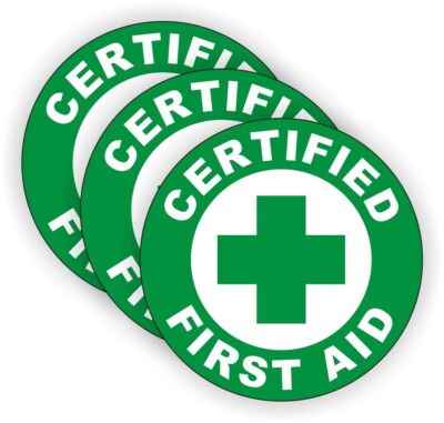 3-pk Certified First Aid Hard Hat Stickers | Safety Helmet Decals EMT Paramedic