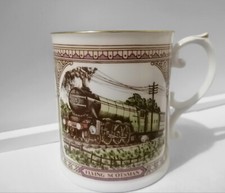Caverswall England Steam Train FLYING SCOTSMAN Locomotive 50th Anniversary Mug