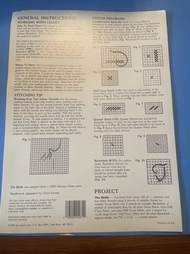 Leisure Arts Bride Cross Stitch Chart Leaflet 2031 Wedding Day New - Image 2 of 2