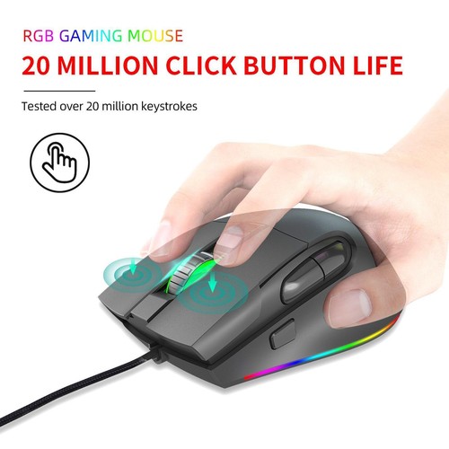 USB A905 Wired Gaming Mouse 13 Backlits Optical Mice 7200 DPI Desktop Gamer - Picture 3 of 7