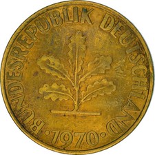 #365953 M&uuml;nze, Bundesrepublik Deutschland, 10 Pfennig, 1970, Hamburg, SS, Bras