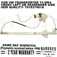 WINDOW REGULATOR-  FOR VW TRANSPORTER T4 MK4 90-03 FRONT LEFT SIDE & 2 PIN MOTOR