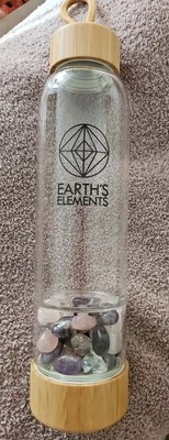 Earths Elements Natural Crystal Quartz Healing Glass Energy Elixir H20 Bottle 