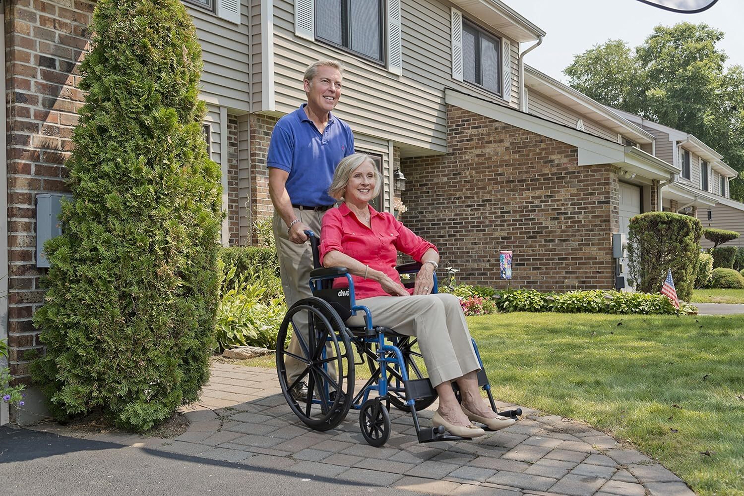 US Medical Blue Streak UltraLightweight Wheelchair With FlipBack Arms