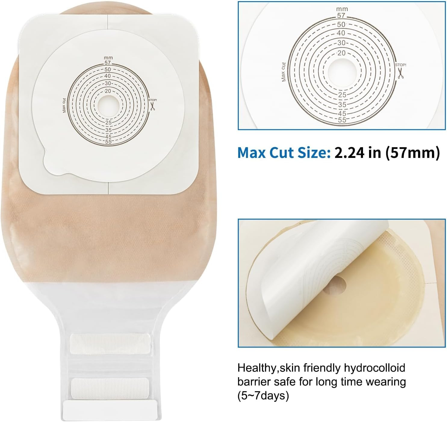 21PCS Ostomy Bags,Colostomy Supplies,Two Piece Drainable Ostomy Pouch for Ileost