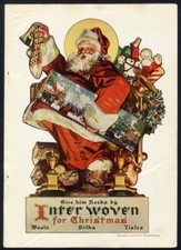 J C LEYENDECKER Interwoven Socks Original Ad 1928 SANTA CLAUS Christmas