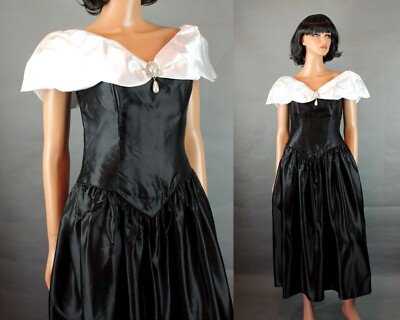 plus size black dress for funeral near me 1980s Christian Dior Black and White Dress – Style & Salvage
