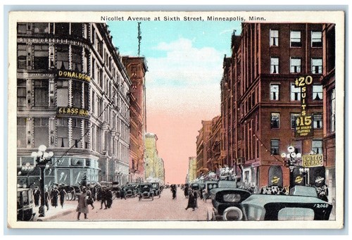 Postal c1920 Nicolette Avenue At Sixth Street Downtown Building Minneapolis MT - Imagen 1 de 2