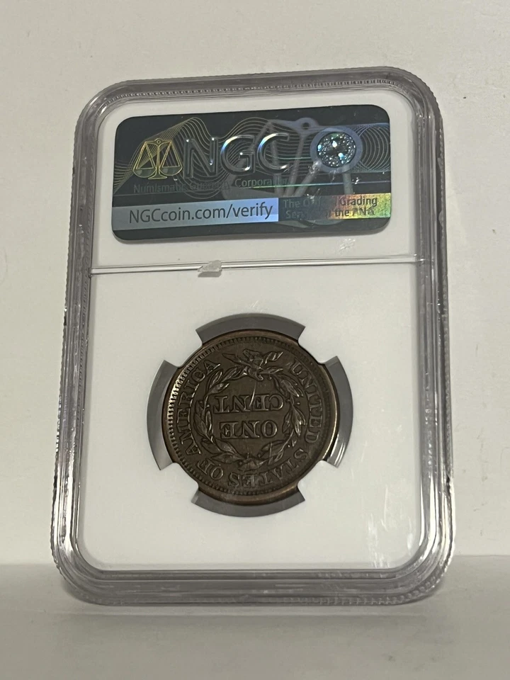 1853 Braided Hair Large Cent - NGC AU 55 Brown - Image 2 of 2