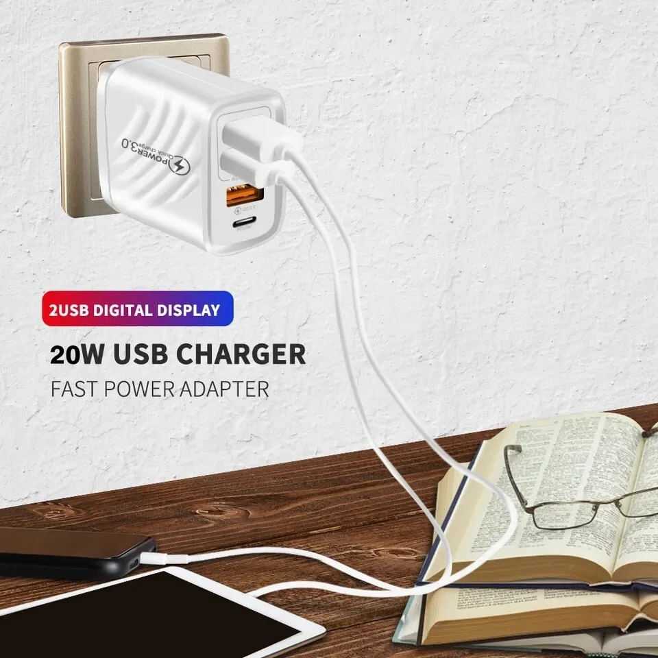 4-Port USB & USB-C Fast Charging Travel Adapter 2-Pack - USA  