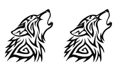 Tribal Wolf Howling Black 5" Vinyl Decal Car Window Laptop Tablet Notebook