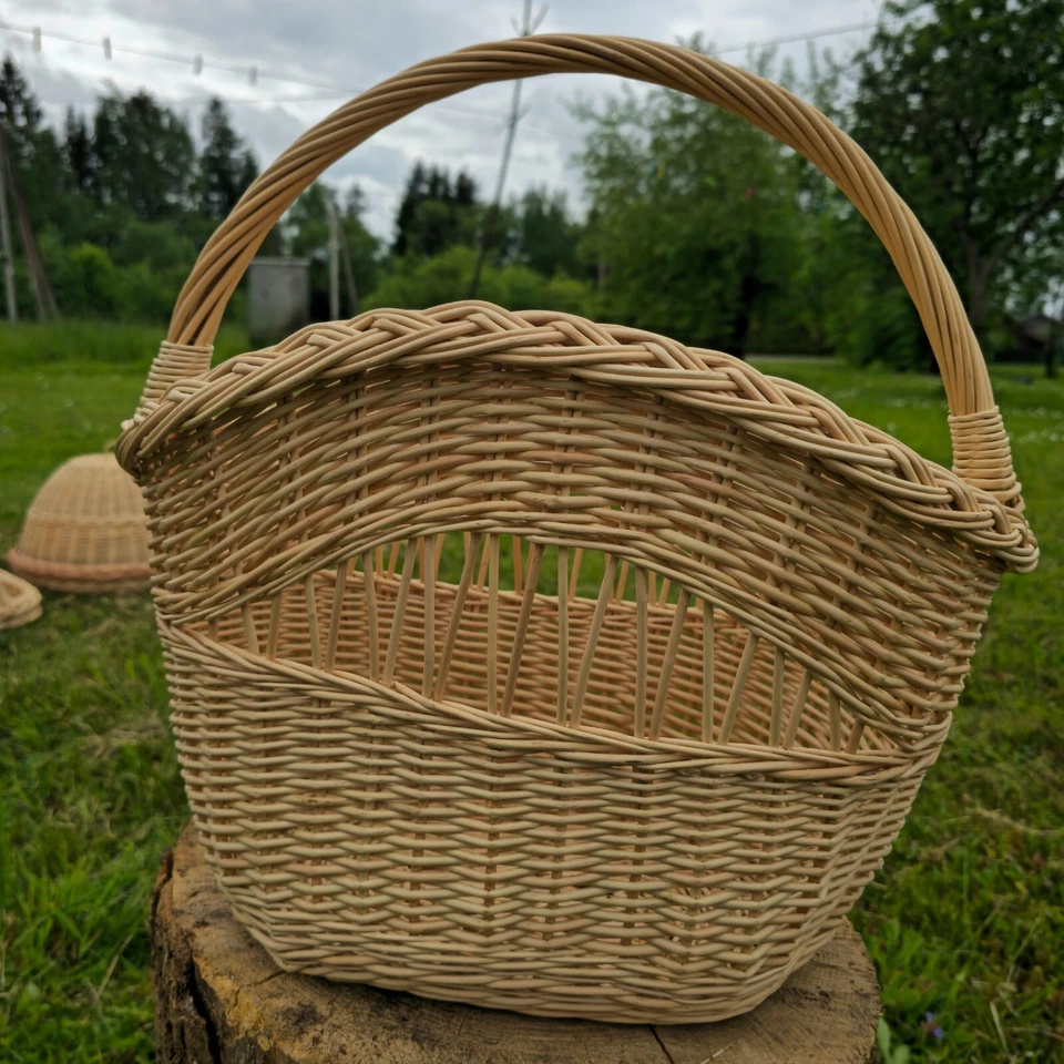 Decorative Wicker Basket, Asymmetrical Entryway & Storage Basket, Rustic Decor - Image 3 of 4