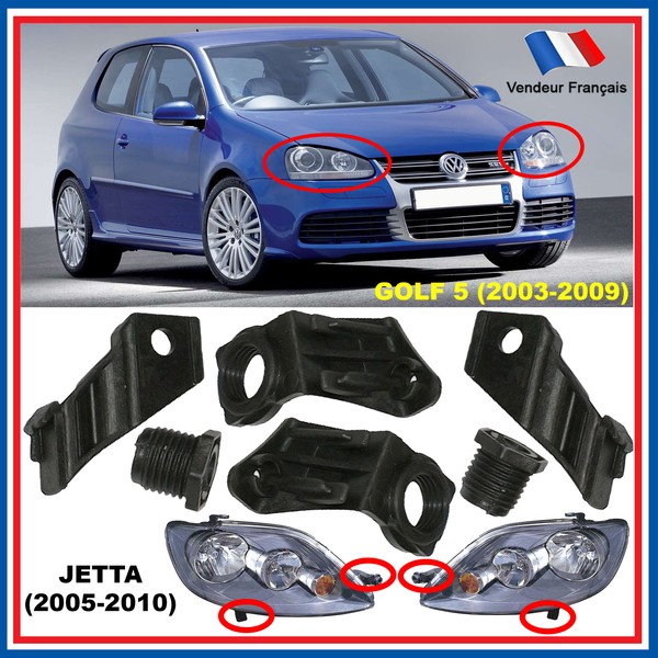 Partsline Fixierungssatz Scheinwerfer Vorne Links Rechts FüR Vw Golf V Jetta Iii-image