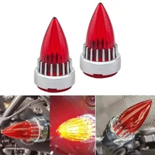 2'' Bullet Motorcycle Turn Signal Lights Red Lens Cover Caps Clip-on For Harley