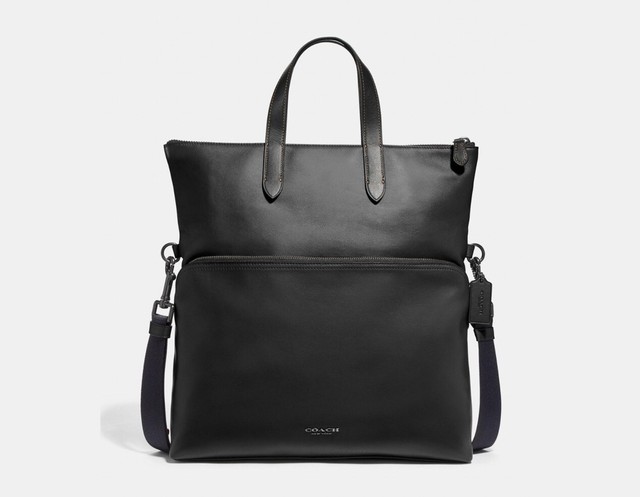 New Authentic Men COACH F50712 Graham Foldover Tote Smooth Calf Leather Black | eBay